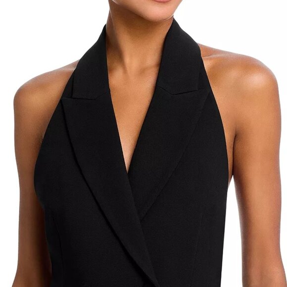 Bardot Freya Black Halter Vest Mini Dress Open Back Double Breasted NWT Sz 6 - Picture 3 of 8